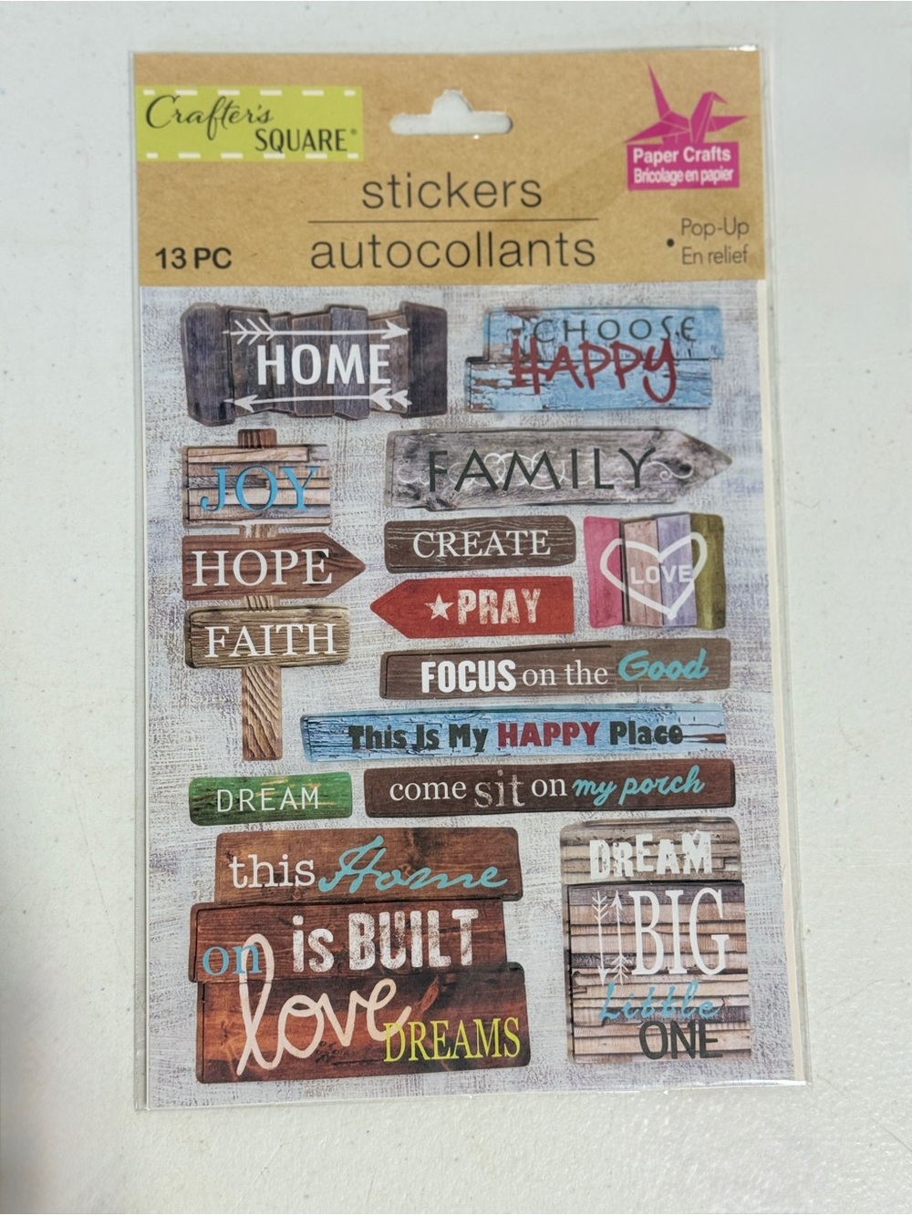 💜 Crafter's Square Inspirational Rustic Wood Sign Stickers